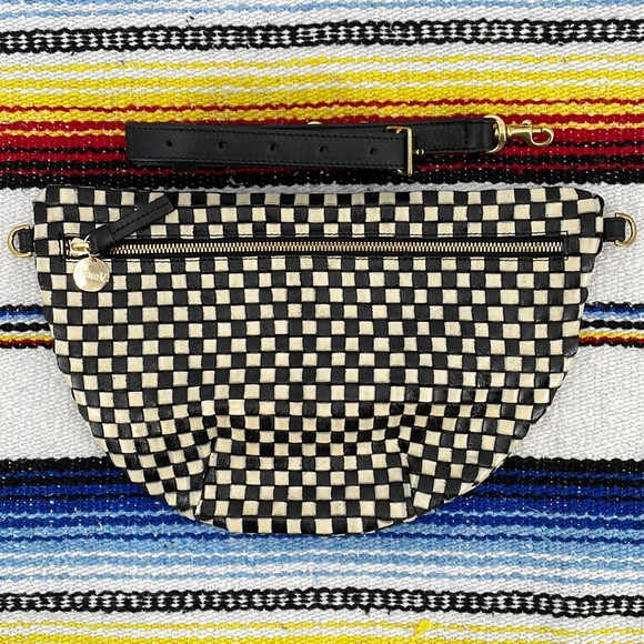 Clare V Handbags - Clare V. Grande Fanny in Black & Cream Woven Check